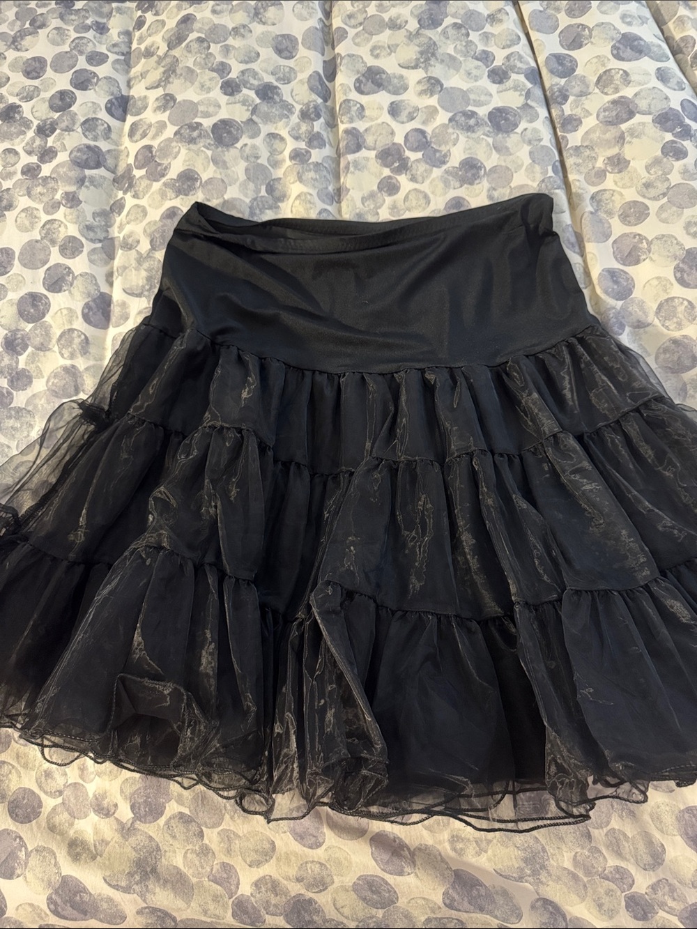 Black Tiered Tulle Skirt with Flared Silhouette